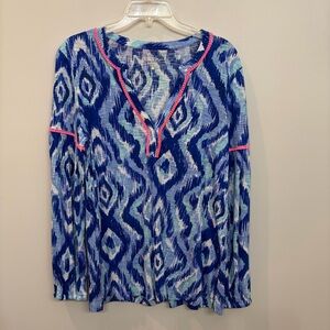 Lilly Pulitzer Blue Kalissa 100% Cotton Tunic Size M